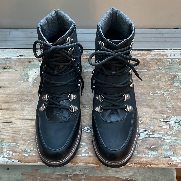 Black Faux Leather Combat Boots - Picture 3 of 6